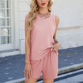 thumbnail image 2 of vigerkar Womens Summer 2 Piece Sets 2025 Ribbed Knit Crew Neck Sleeveless Tank Tops With Shorts Casual Lounge Matching Set Pink, XL, 2 of 9