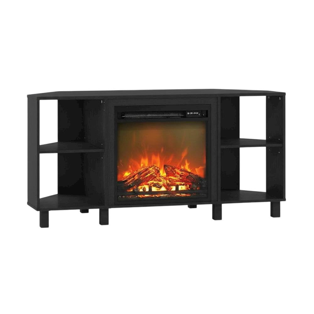 Wood TV stand with metal legs for 55-inch TVs, modern design, Americano