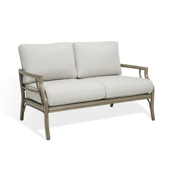 Ulax Furniture Outdoor/Indoor Aluminum Patio Loveseat 2 Person Bench Outdoor Sofa Chair with Olefin Cushions