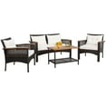 thumbnail image 1 of Gymax 4PCS Rattan Patio Furniture Set Acacia Wood Outdoor Conversation Set w/ Cushions, 1 of 10