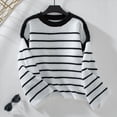thumbnail image 4 of Suéter de Rayas Extragrande para Mujer, Cuello Redondo, Mangas Largas, Moda de Otoño 2025. Negro S, 4 of 10