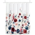 thumbnail image 4 of Aesthetic Navy Red Pink Rose Floral Shower Curtain Sets, Watercolor Gold Flowers Leaves Bathroom Decorative 71x71 Inch Polyester Waterproof Fabric Bath Curtain with Hooks, 4 of 6