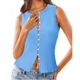 thumbnail image 2 of Slim Fit Women Sleeveless Button Down Knit Tank Tops, 2 of 7
