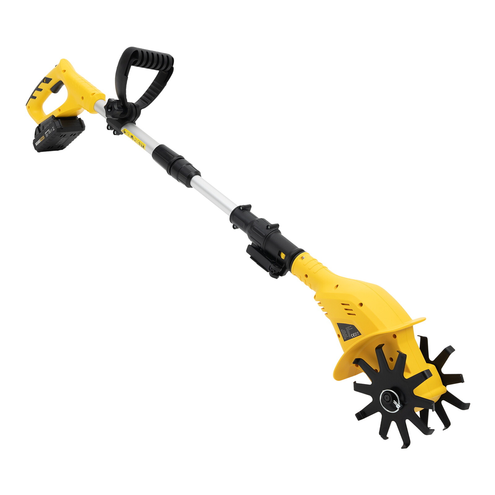 20V Yellow Hand-held Cultivator Tiller Garden Yard Battery Powered Cordless Cultivator for Farms