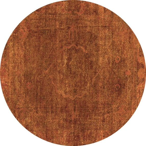 Ahgly Company Indoor Round Oriental Orange Industrial Area Rugs, 4' Round