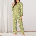 thumbnail image 2 of Salouo Cartoon Fox 2 Pattern Women's Pajamas Set Long Sleeve Button Down Sleepwear Soft Pj Lounge Sets for women 2 Piece Pjs Set with Long Pants-Large, 2 of 7