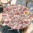thumbnail image 3 of Red Spring Floral Fitted Tablecloth with Elastic Edged, Round Table Cloth for Dining Table, Summer Botanical Farmhouse Waterproof Oil Proof Table Cover for Indoor Outdoor 36"-44", 3 of 9