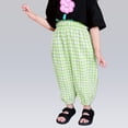 thumbnail image 4 of CPNG Girls Boys Summer Thin Retro Plaid Pants Loose Casual Pants Baggy Anti-Mosquito Elastic High Waist Sweatpants(Green,18-24 Months), 4 of 5
