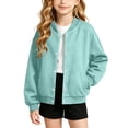 thumbnail image 3 of MKOSPLRT Kids Varsity Jacket Girls Boys Baseball Jacket Bomber Coat School Uniform with Pocket Button Down Long Sleeve Solid Outerwear 4-15 Years, 3 of 7