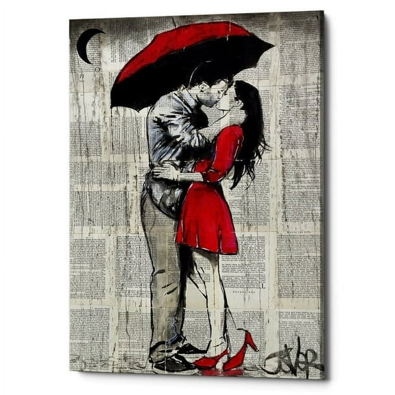 Epic Graffiti 'Red Rainy Love' by Loui Jover, Canvas Wall Art, 26"x40"