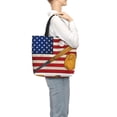 thumbnail image 2 of Lafuoo American Flag And Baseball Pattern Single Shoulder Convenience Bag, Large Capacity Zippered Handbag for Shopping, Unisex-One Size, 2 of 7
