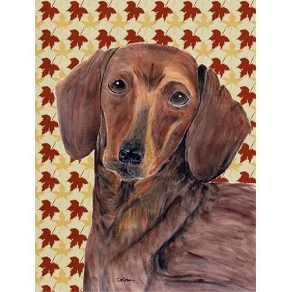 15 x 15 In. Dachshund Fall Leaves Portrait Flag, Garden Size