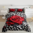 thumbnail image 2 of Castle Fairy Flower Red Rose 3 Pieces Queen Comforter Set for Female Men Adults,Chic Floral Blossoms Ultra Soft Bedding Sets,Abstract Leopard Print Bedding Comforter Set Breathable, 2 of 8
