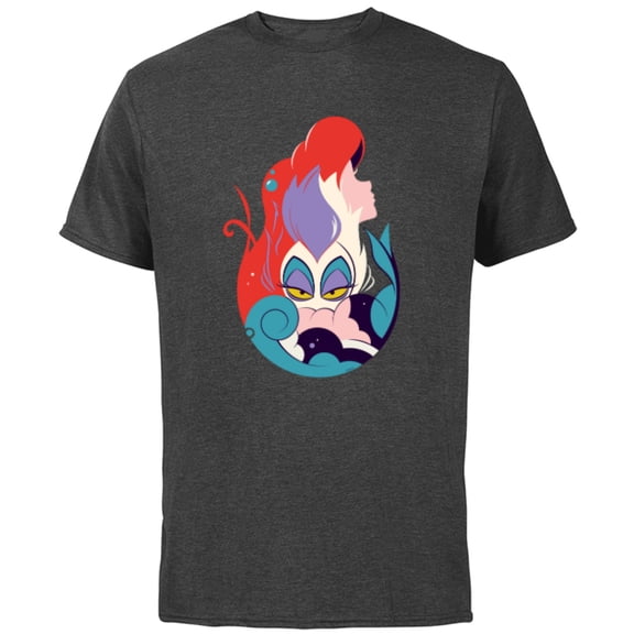 Disney The Little Mermaid Ariel and Ursula - Short Sleeve Cotton T-Shirt for Adults - Customized-Charcoal