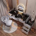 thumbnail image 2 of Dressing Table Bedroom Vanity Makeup Table Mirror Minimalist Luxury Toiletry Stool Multi Function Light Dresser Lamp Furniture My Lux Decor Round, 2 of 23