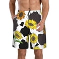 thumbnail image 2 of Uemuo Sunflowers Country Pattern Men's Swim Trunks Hawaiian Beach Bathing Suit Swimsuits Beach Quick-Dry Shorts with Pockets-Small, 2 of 9