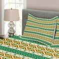 thumbnail image 3 of Ambesonne Colorful Quilted Bedspread Set 3 Pcs, Ethnic Geometric Shapes, Queen Size, Pistachio Green Orange, 3 of 4