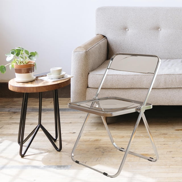 Muebles de silla transparente de acrílico, silla de foto , silla plegable, silla de foto de tienda de ropa para oficina Gris claro Salvador Dali Asiento plegable al aire libre