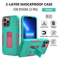 thumbnail image 2 of Xhy iPhone 13 Pro Case with Privacy Screen Protector, Military Grade Case with Magnetic Car Mount, Hybrid Hard Case, 6.1 inch Cover for Men Women, Green & Rose red, 2 of 6