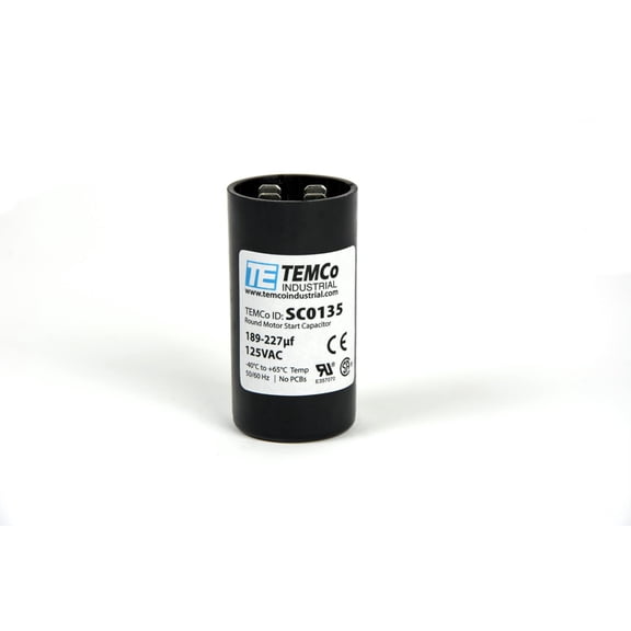TEMCo 189-227 uF MFD CD60 Start Capacitor 125V AC Round | 50/60 Hz