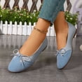 thumbnail image 4 of Rokment Women's Bowknot Ballet Flat Dressy Shoes Stylish Simple Color Block Ballerina Dress Slip on Loafers Casual Comfortable Walking Low Heels Fall Light Blue Size 7, 4 of 6
