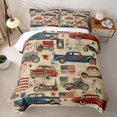 thumbnail image 2 of Erosebridal Retro American Vehicle Twin Quilt Set for Boys, Vintage Flag Car Motorcycle Twin Coverlet Set, 2-Piece, 2 of 7