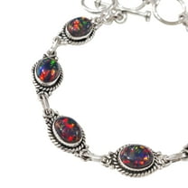 Black Opal Gemstone Bracelet, Natural Black Opal Bracelet, October Birthstone, 925 Sterling Silver jewelry, Silver bracelet, Anniversary Bracelet, Christmas Gift, Womens Bracelet, Handmade Bracelet
