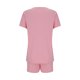 thumbnail image 4 of Pijama de cuello redondo y manga corta con estampado informal de moda para mujer con pantalones para el hogar Conjunto de top y pantalones de poliéster para mujer, 4 of 8