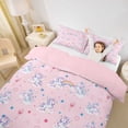 thumbnail image 3 of Erosebridal Kawaii Unicorn Kids Queen Duvet Cover Set,Pink Loves Balloon Blue Stars Print Bedding For Girls,Reversible Pink 3pcs,No Comforter, 3 of 6