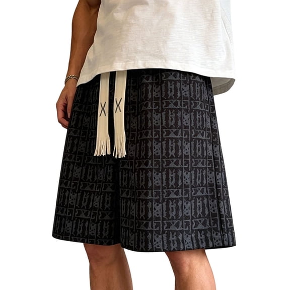 MYAOYI Mens Shorts Daily Wear Shorts Graphic Print Elastic Waist Drawstring Loose Fit Summer Casual Fashion Shorts with Pockets