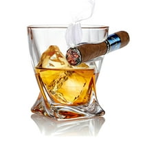 Twist Whiskey Glass with Cigar Holder – Double Old Fashioned Glass with Built-In Cigar Rest - 10 Ounce
