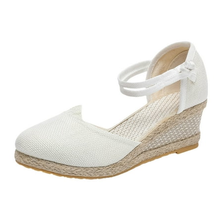 

CAICJ98 Womens Sandals Ladies Fashion Summer Solid Color Leather Cover Toe Casual Flat Slippers White