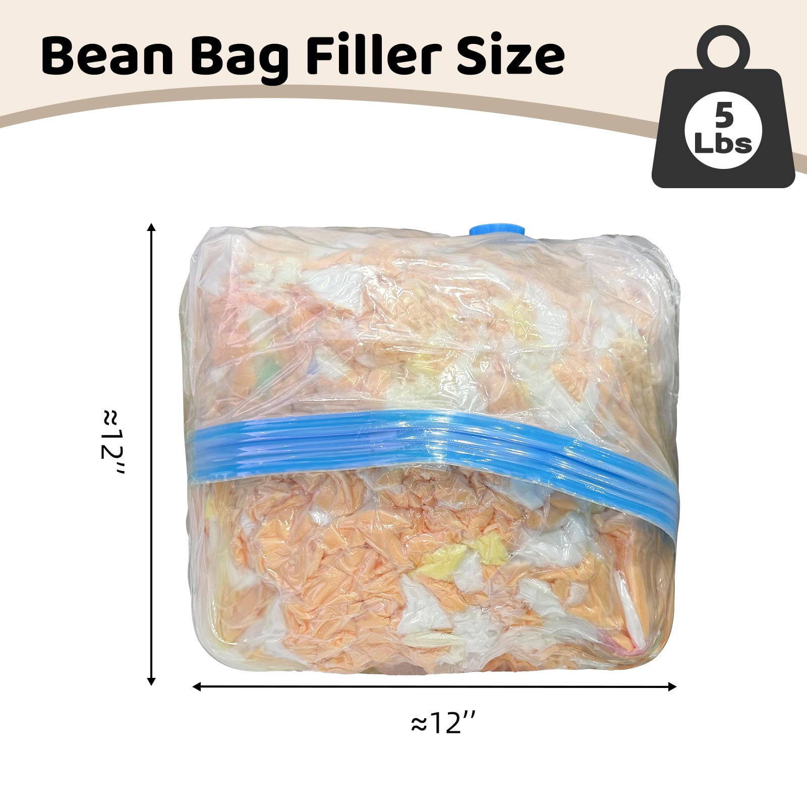 Bean Bag Filler,Shredded Memory Foam 5lbs,Bean Bag Filling Punching Bag Filler Soft Stuffing for Couch Cushion Pillows Dog Bed Stuffed Animals Beanbags Chairs Arts Crafts (5Pounds)
