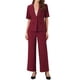 thumbnail image 2 of Conjunto de traje de oficina para mujeres INSPIRE CHIC, blazer de manga corta de un botón y pantalones de traje XL burdeos, 2 of 6