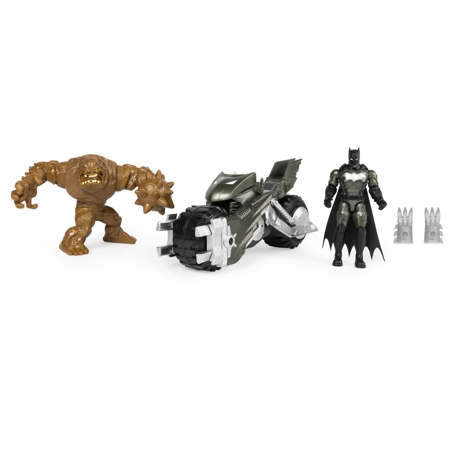 BATMAN, Batcycle Vehicle with Exclusive BATMAN and CLAYFACE 4-Inch Action Figures