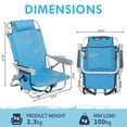 thumbnail image 6 of Beach Chairs with 5-Position Recline, 330lbs Folding Backpack Beach Lounge Chairs with Storage Pockets, Cup Holder & Towel Bar, Portable Aluminum Lay Flat Camping Chairs for Travel, Pool & Outdoor, 6 of 9