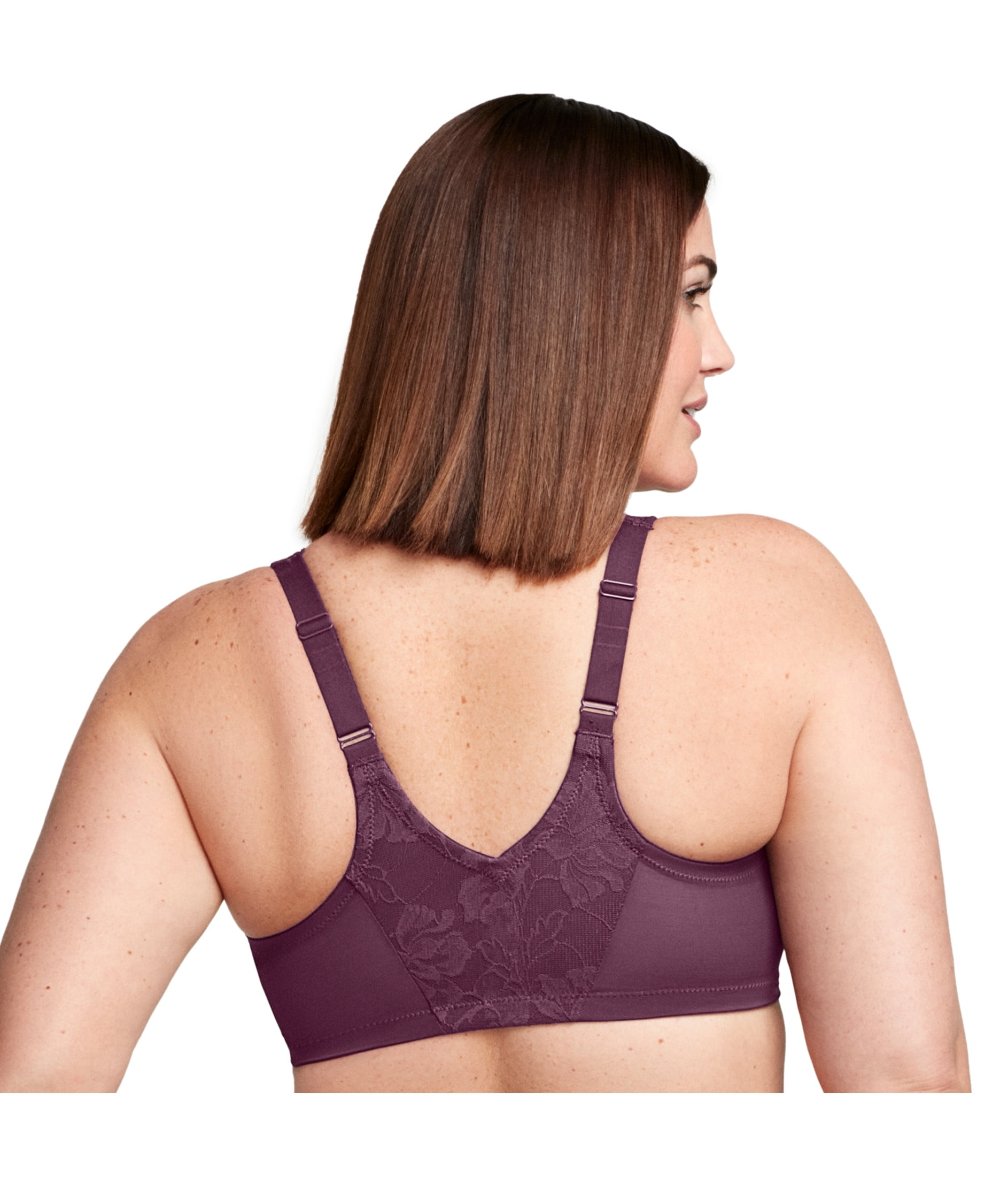 Glamorise Lacey T-Back Front-Closure WonderWire Underwire  Bra 9246 (Women's & Women's Plus)