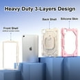 thumbnail image 3 of Dteck with Pencil Holder Case for iPad Air 13 inch 2025/2024,Heavy Duty Silicone Case 360 Degree Rotating Handle Stand Cover with Shoulder Strap for iPad Air 13-in. M3/M2,Pink+White, 3 of 9