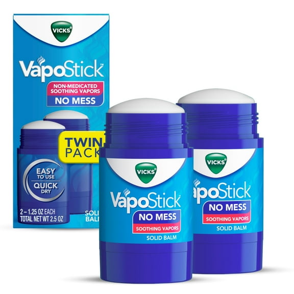 Vicks Vapo Stick No Mess Balm with Menthol Scent, Non-Medicated Vapor Rub, 2 Count, 1.25 oz Each