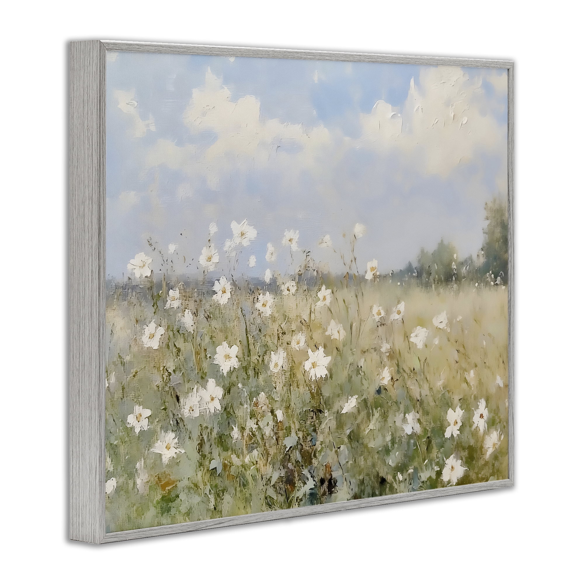 Stupell Industries Neutral Wildflower Field in Bloom Gray Framed Giclee Art, design by LSR Design Studio