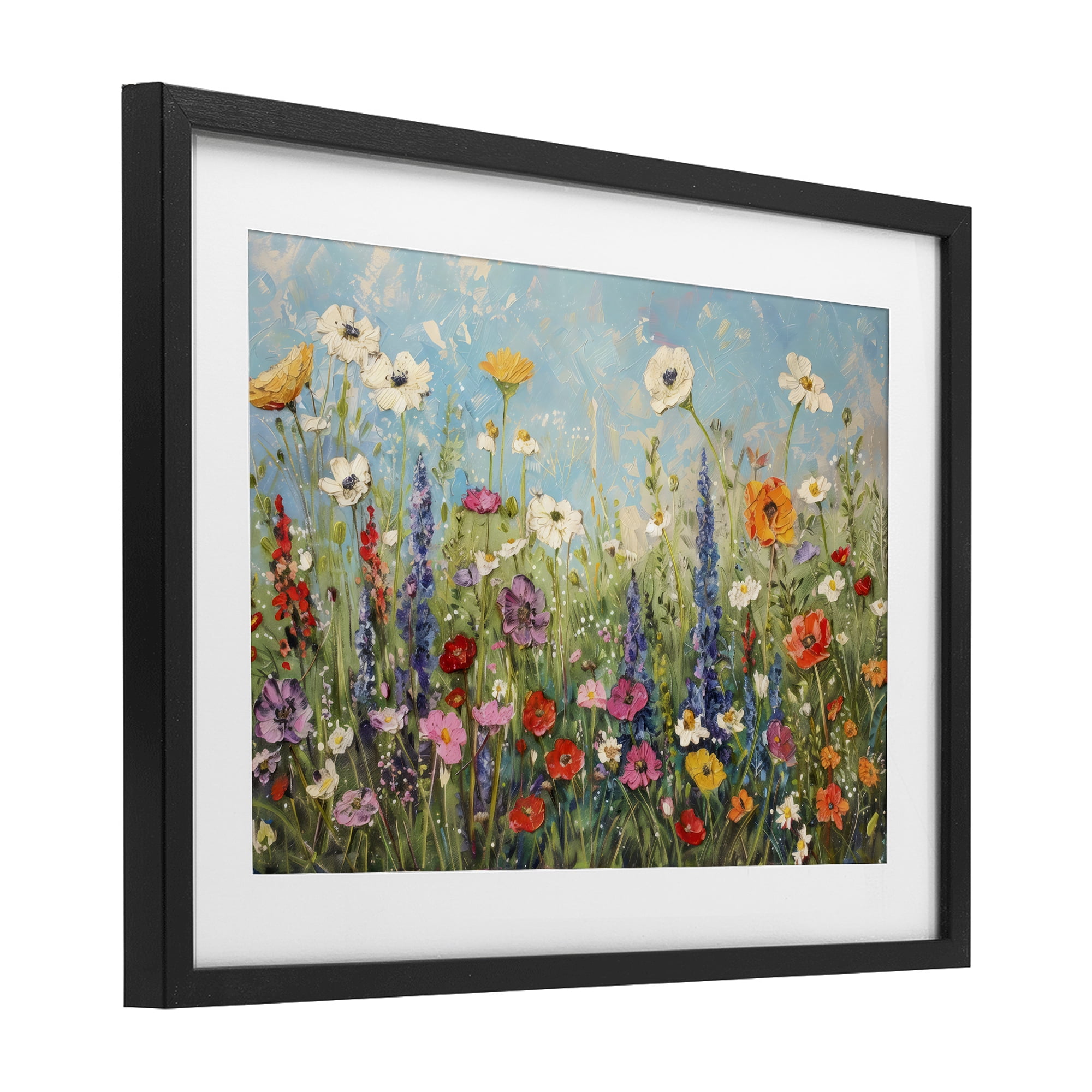 Stupell Industries Wildflower Field of Spring Blooms Black Framed Print Under Glass, design by Creative Studio