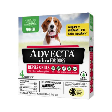 Advecta Ultra Flea & Tick Topical Treatment, Flea & Tick Control for Medium Dogs, 4 Monthly Doses