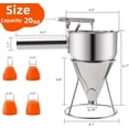 thumbnail image 2 of Stainless Steel Pancake Batter Dispenser, 20 Oz Funnel Cake Dispenser Maker with Stand Squeeze Handle, Multi-Caliber Panckae Pourer for Cupcakes, Donut, Waffle or Baked Goods, 2 of 4