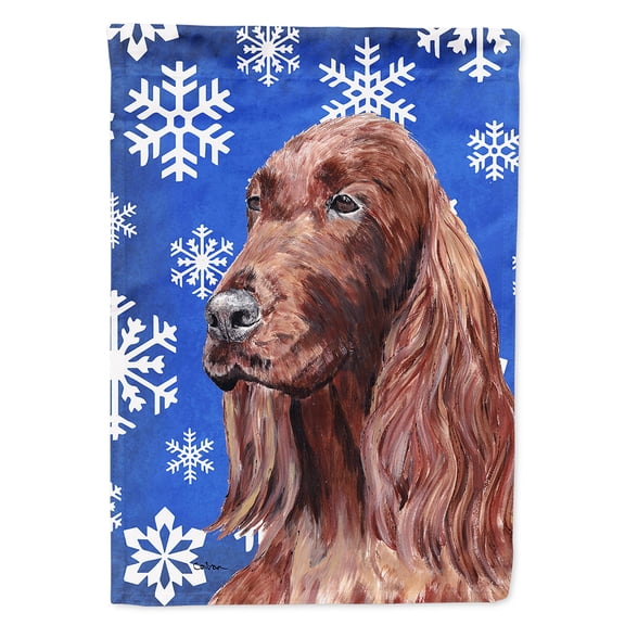 Irish Setter Blue Snowflake Winter Flag Canvas House Size