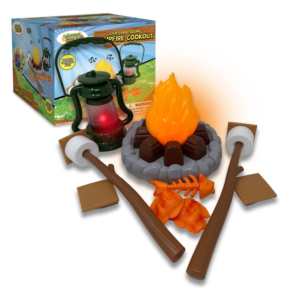 Nature Bound Camping Playset – Light-Up Campfire, Pretend S’Mores, Lantern & Accessories for Kids