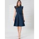 thumbnail image 3 of Vestido Camisero a Media Pierna Allegra K de Algodón Con Cinturón Y Manga Con Volantes Azul marino L, 3 of 6