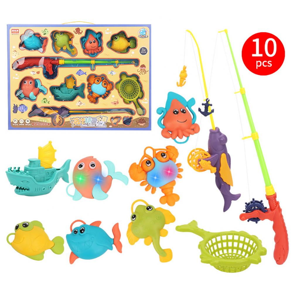 Beach Toys Mold Free Fishing Games Swimming Whales BPA Free Water Table Pool Bath Time Bathtub Tub Toy for Toddlers Baby Kids Infant Girls Boys Bathroom Fish Set Age 18 months and up