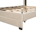 thumbnail image 6 of Leumius Full Size Platform Bed with A Storage Drawer,Velvet Upholstered Bed Frame with Wingback Vertical Channel Tufted Headboard,Beige, 6 of 8