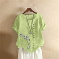 thumbnail image 2 of Liquidation! Uooqdmx Chemises en Lin pour Femmes, Chemises à Manches Courtes pour Femmes, Hauts Fluides pour Femmes, Blouse Col Rond Décontractée Coupe Ample Tunique, Hauts en Gaze pour Femmes, Vert Menthe m, 2 of 4