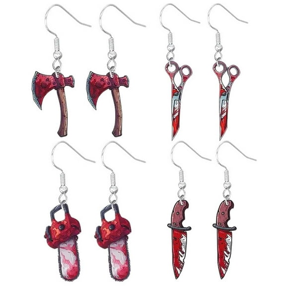 Halloween Earrings Scary Axe And Scissors Shaped Jewelry For Party Night Accessories
